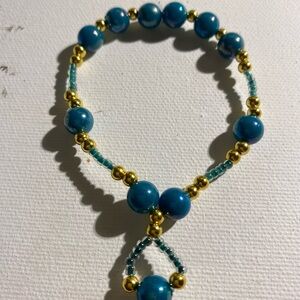 Elegant Blue and Gold Beaded Bracelet